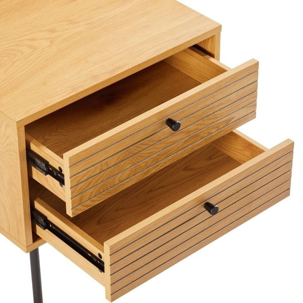 Szafka nocna Lattes dąb z 2 szufladami - Intesi